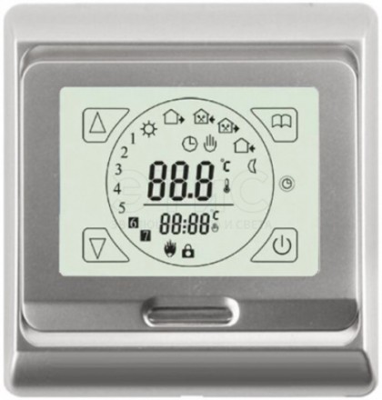 Терморегулятор  Е 91.716 программируемый с сенсорным экраном. Серебро